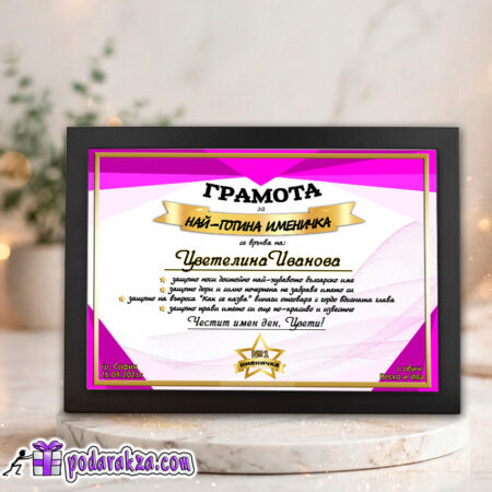 Грамота за най-готина именичка